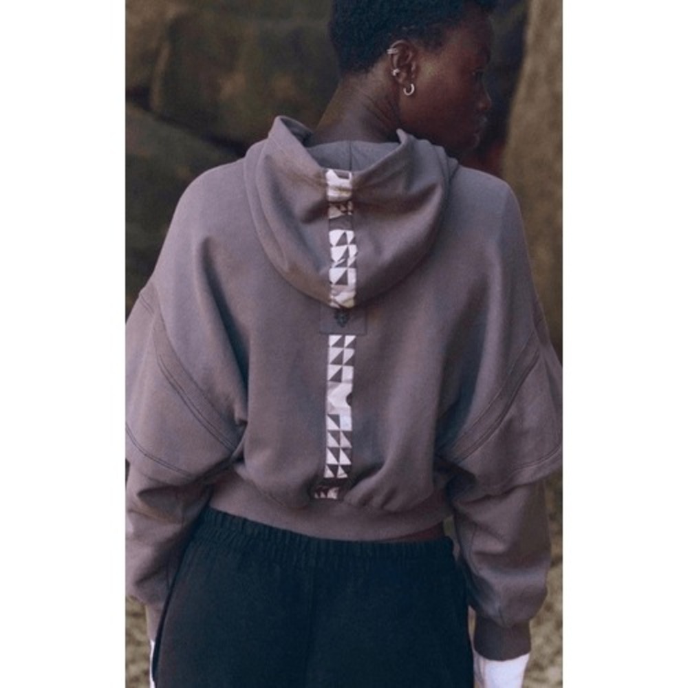 Free People Movement Snow Flow Hoodie Logo Geo Stripe Driftwood Combo XS NWT